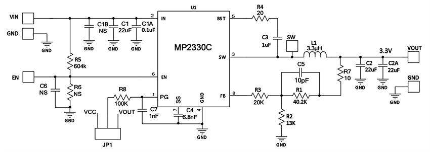 Schematic - Monolithic Power Systems (MPS) EV2330C-TL-00A Evaluation Board